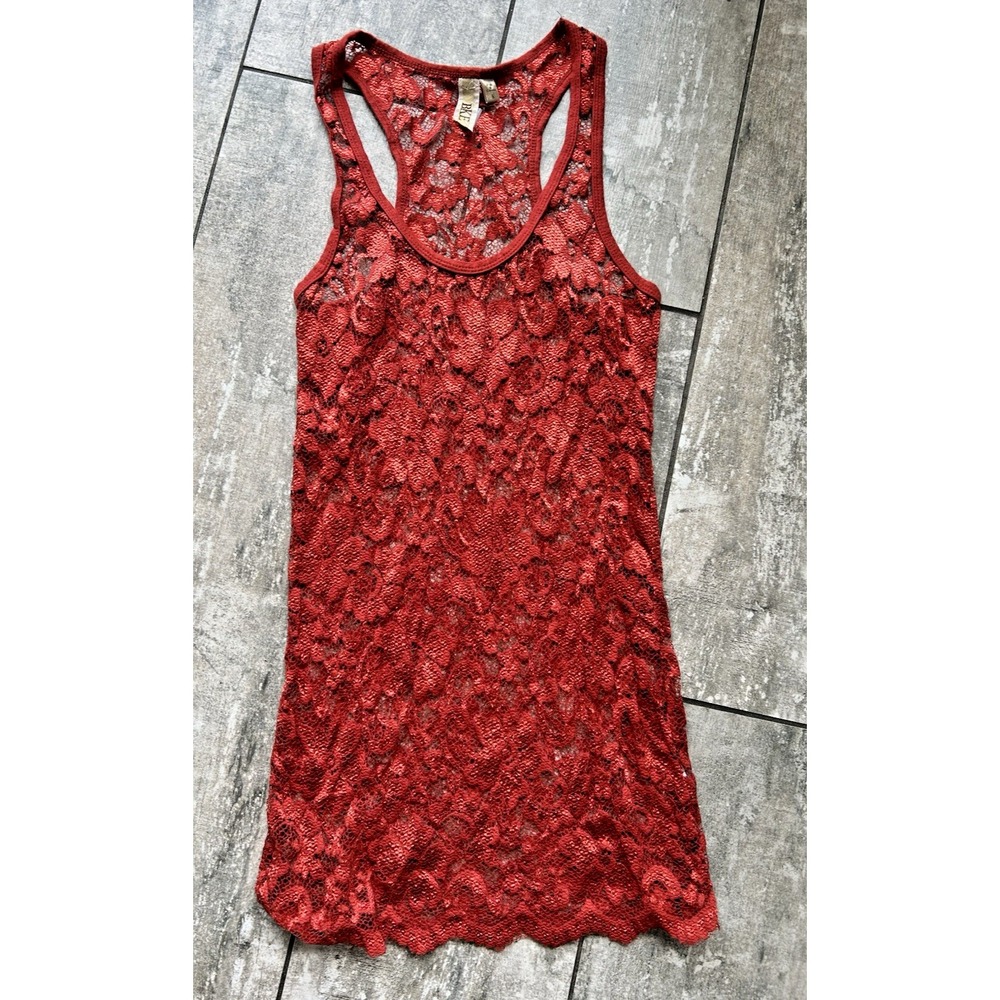 Vintage BKE Y2K Lace Tank Top Sheer 2000s Whimsy Goth Fairy Grunge Stretch Small